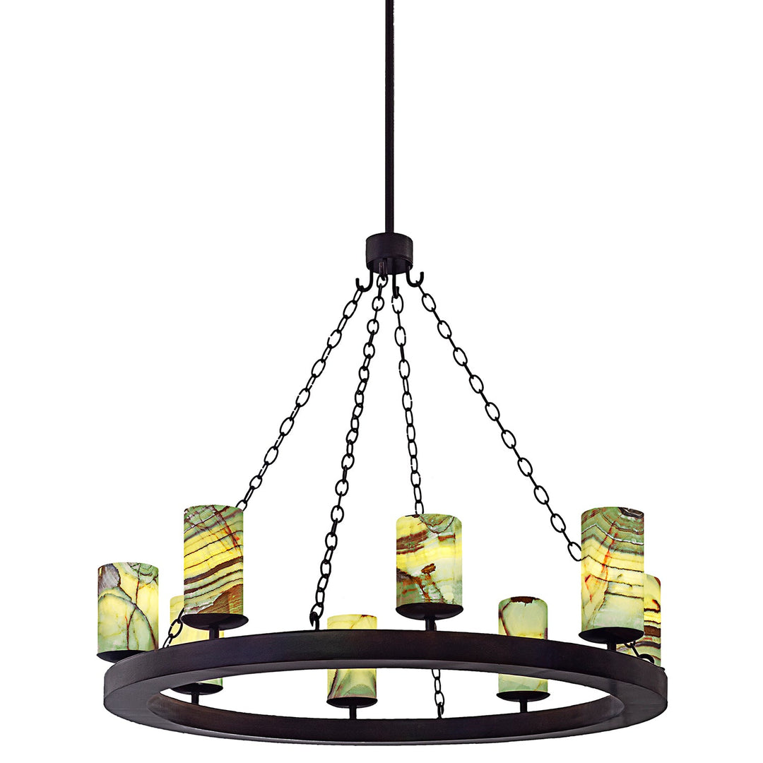 Wrought Iron Alabaster Ring Chandelier