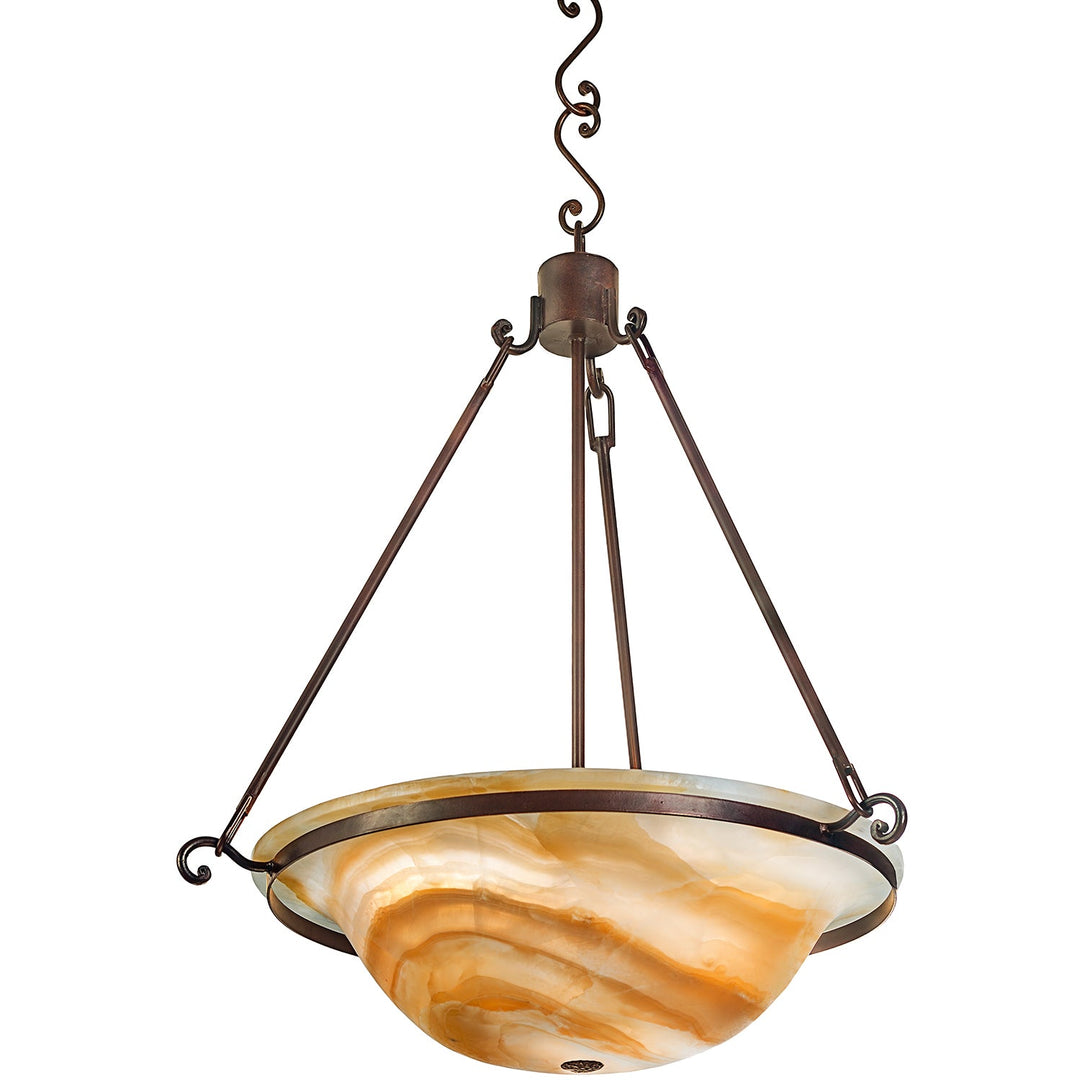 Wrought Iron Alabaster Chandelier