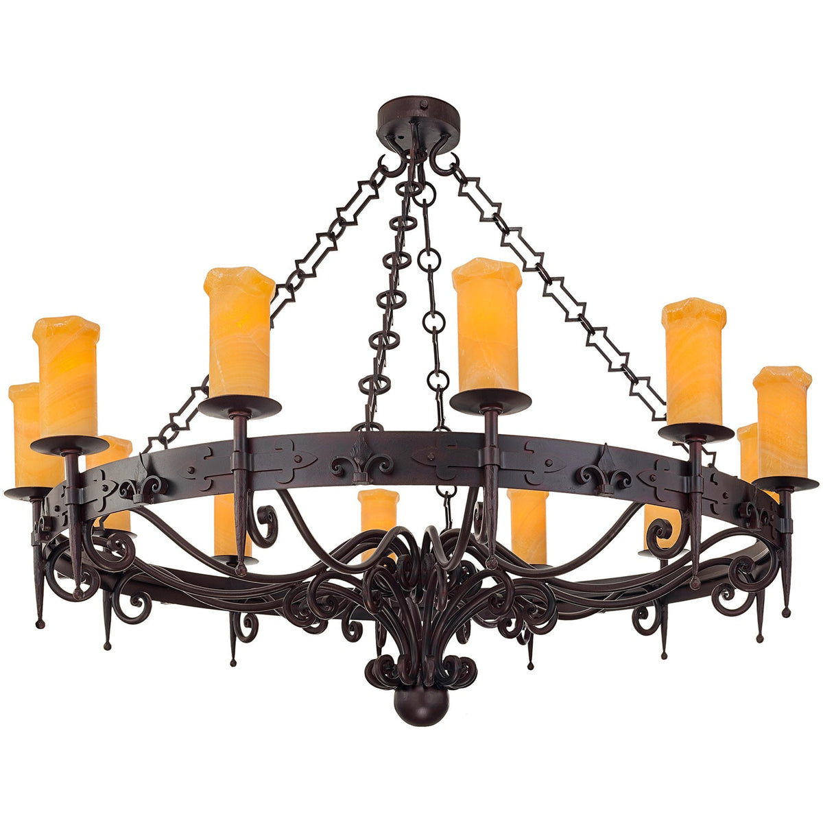 Custom Fleur de lis Designer Alabaster Chandelier