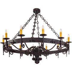 Custom Fleur de lis Wrought Iron Artisan Chandelier
