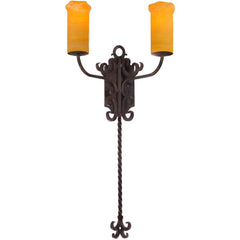 1977 - Wrought Iron Alabaster Wall Sconce