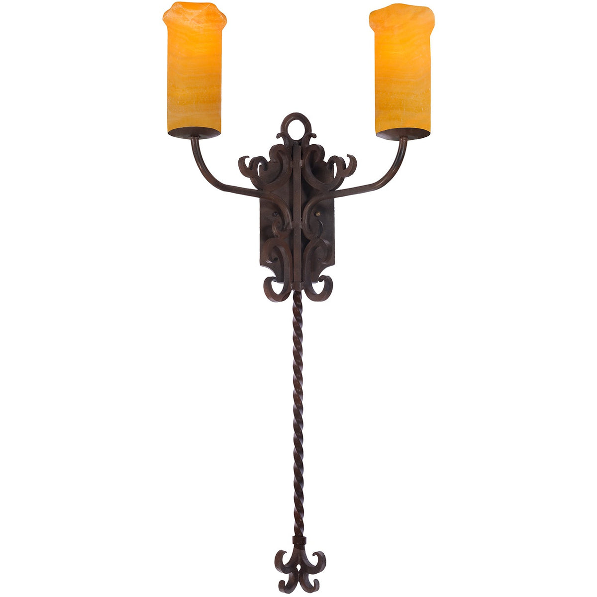 1977 - Wrought Iron Alabaster Wall Sconce