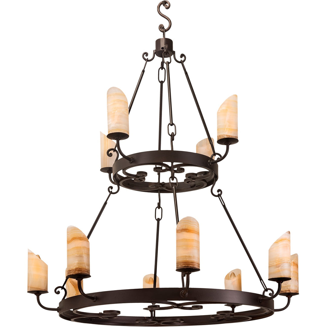 2 Tier Krystal - Wrought Iron Chandelier