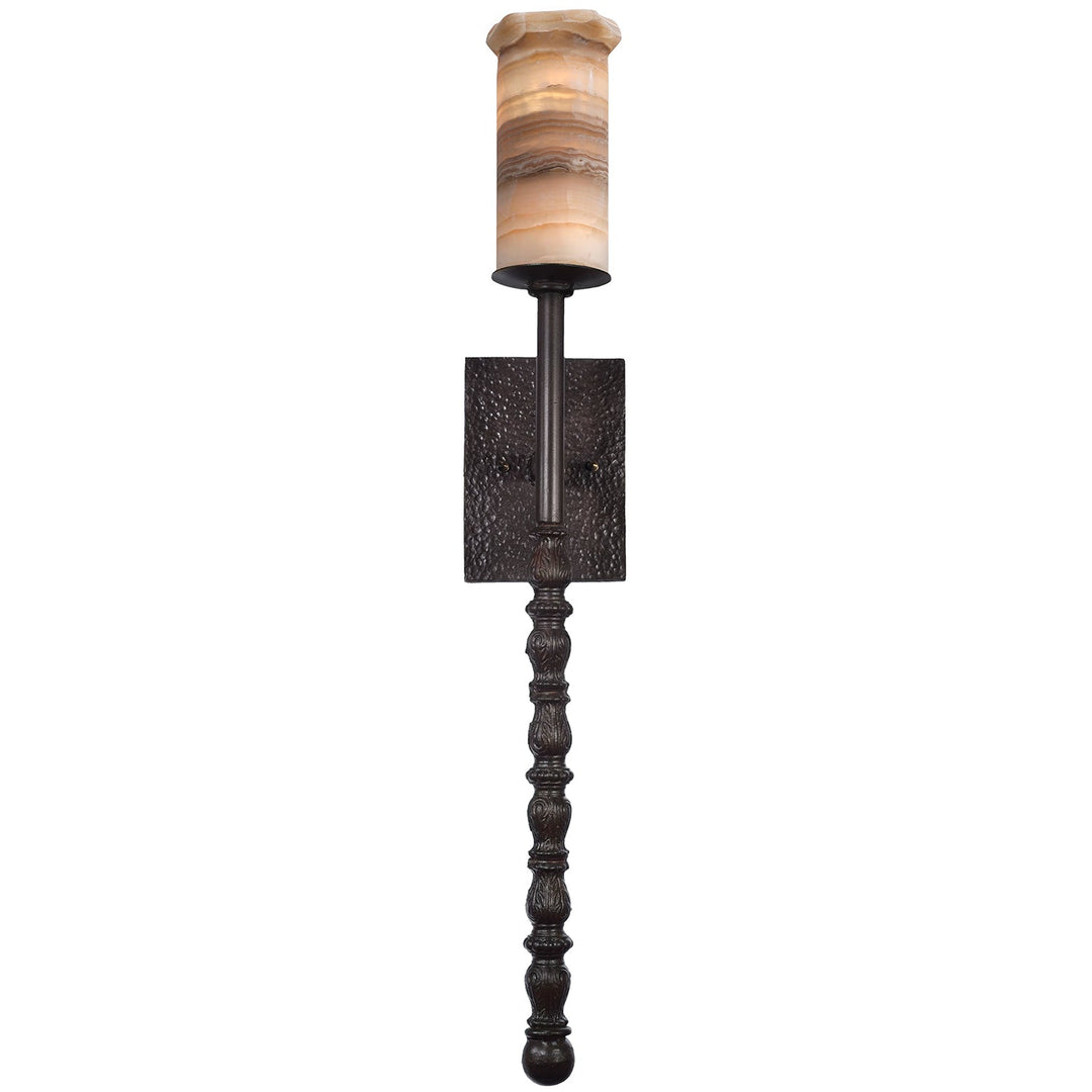 2062 Wrought Iron Alabaster Wall Sconce