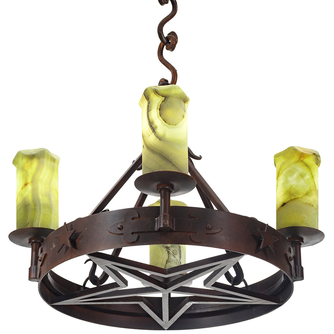 Wrought Iron Alabaster Ring Chandelier - 4 Lights