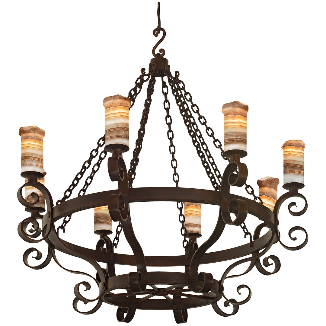 Mirage Wrought Iron Designer Alabaster Chandelier