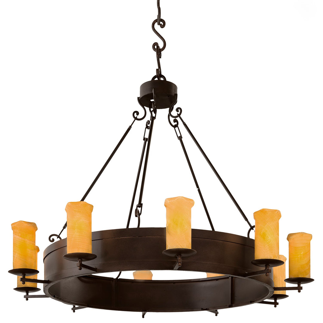 Round Montana Wrought Iron Alabaster Chandelier