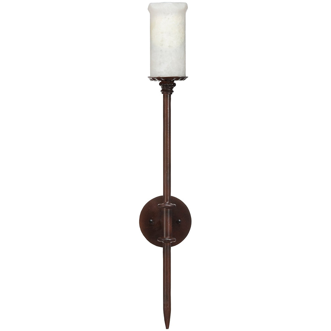 Wrought Iron Designer Wall Sconce with White Alabaster