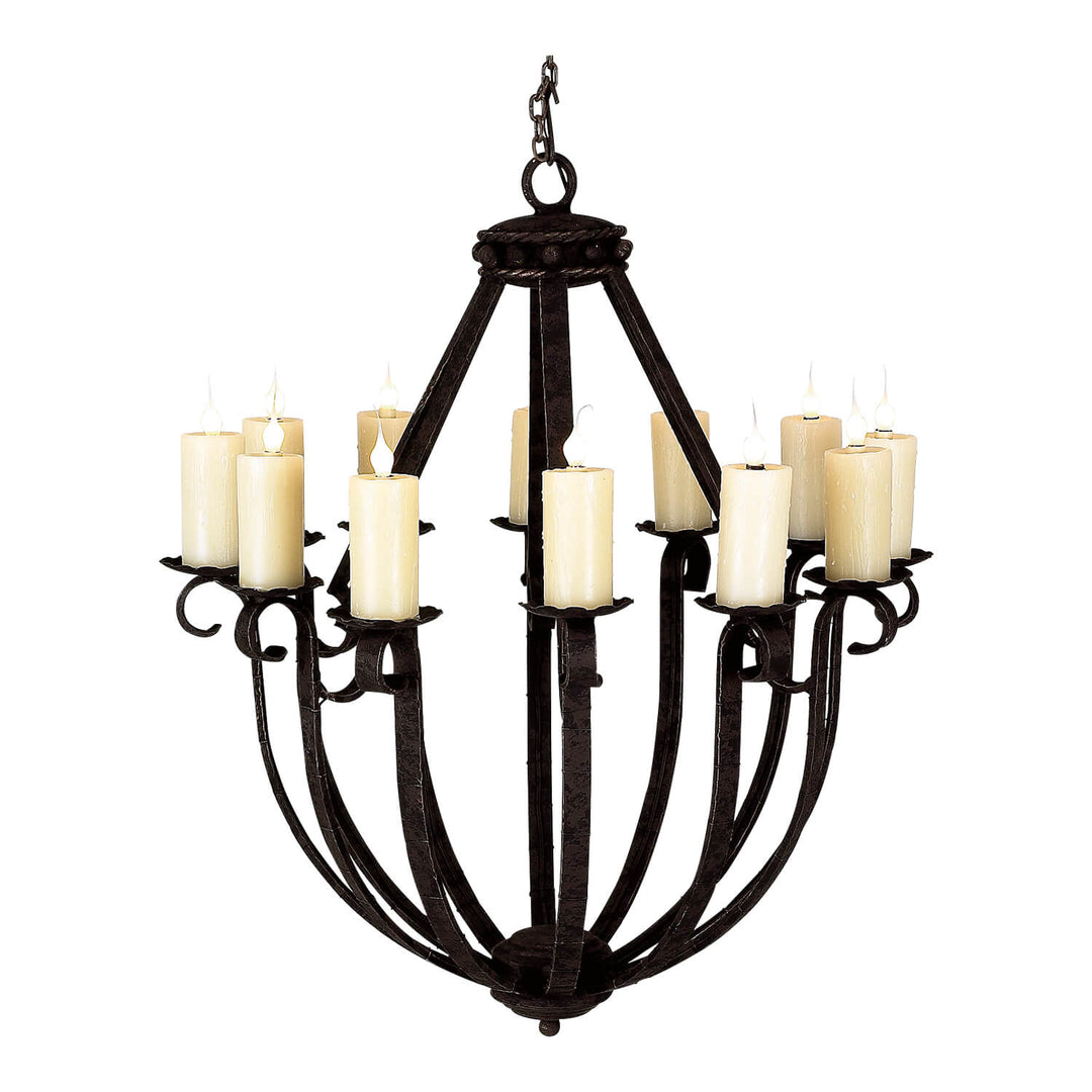 12 Light Baxter – Hand Forged Iron Alabaster Chandelier
