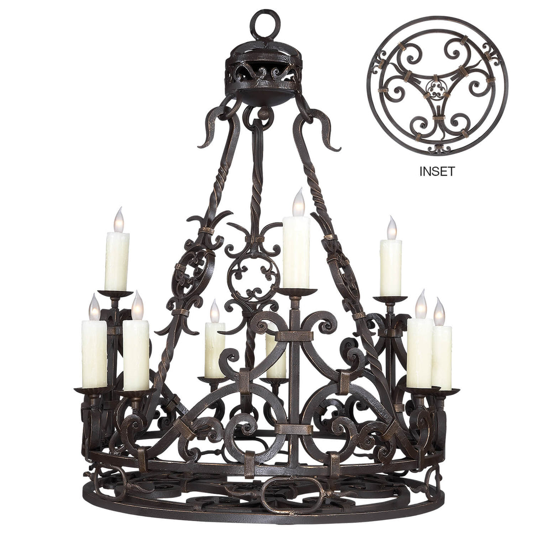 Morgan Wrought Iron Designer Chandelier - 9 Lights