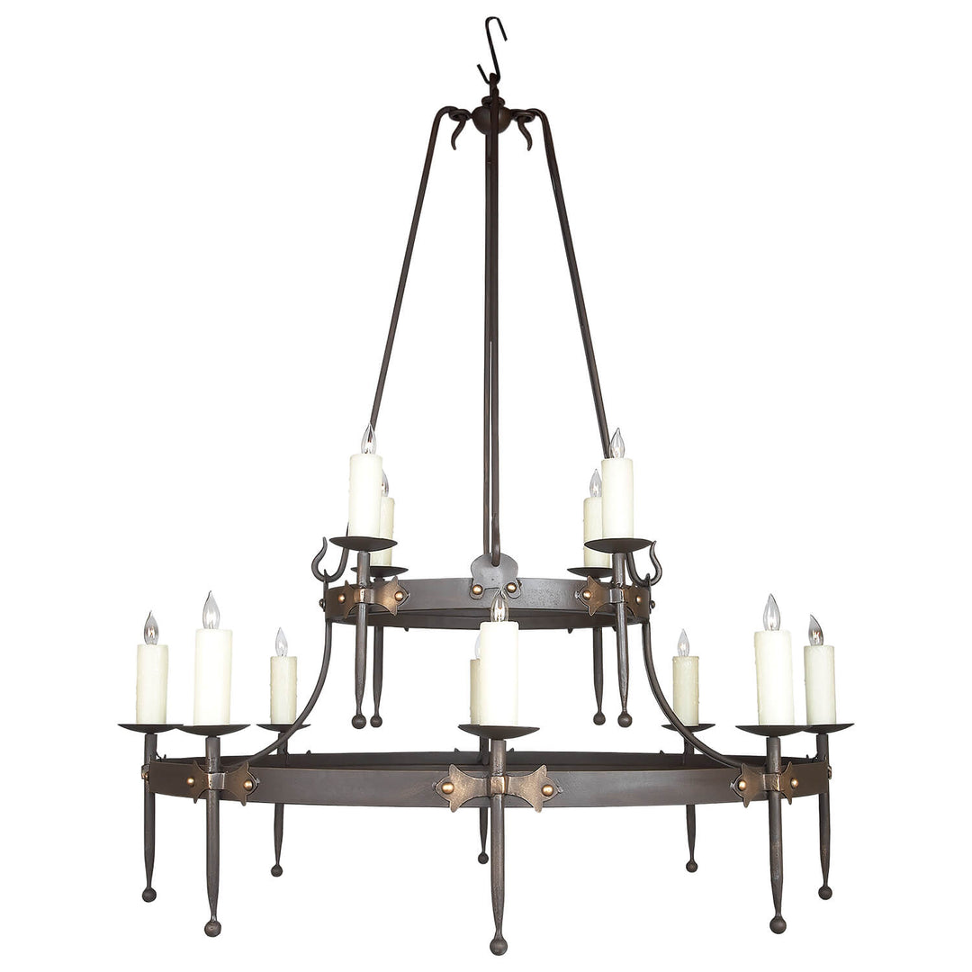 12 Light Ashley Wrought Iron Chandelier - 12 Lights