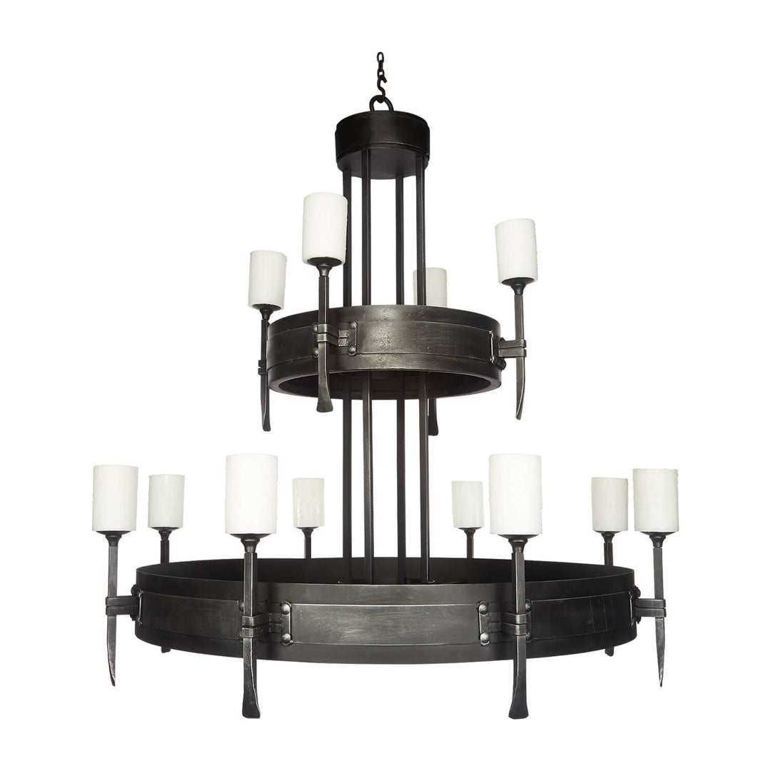 2 Tier Danny Wrought Iron Chandelier - 12 Lights