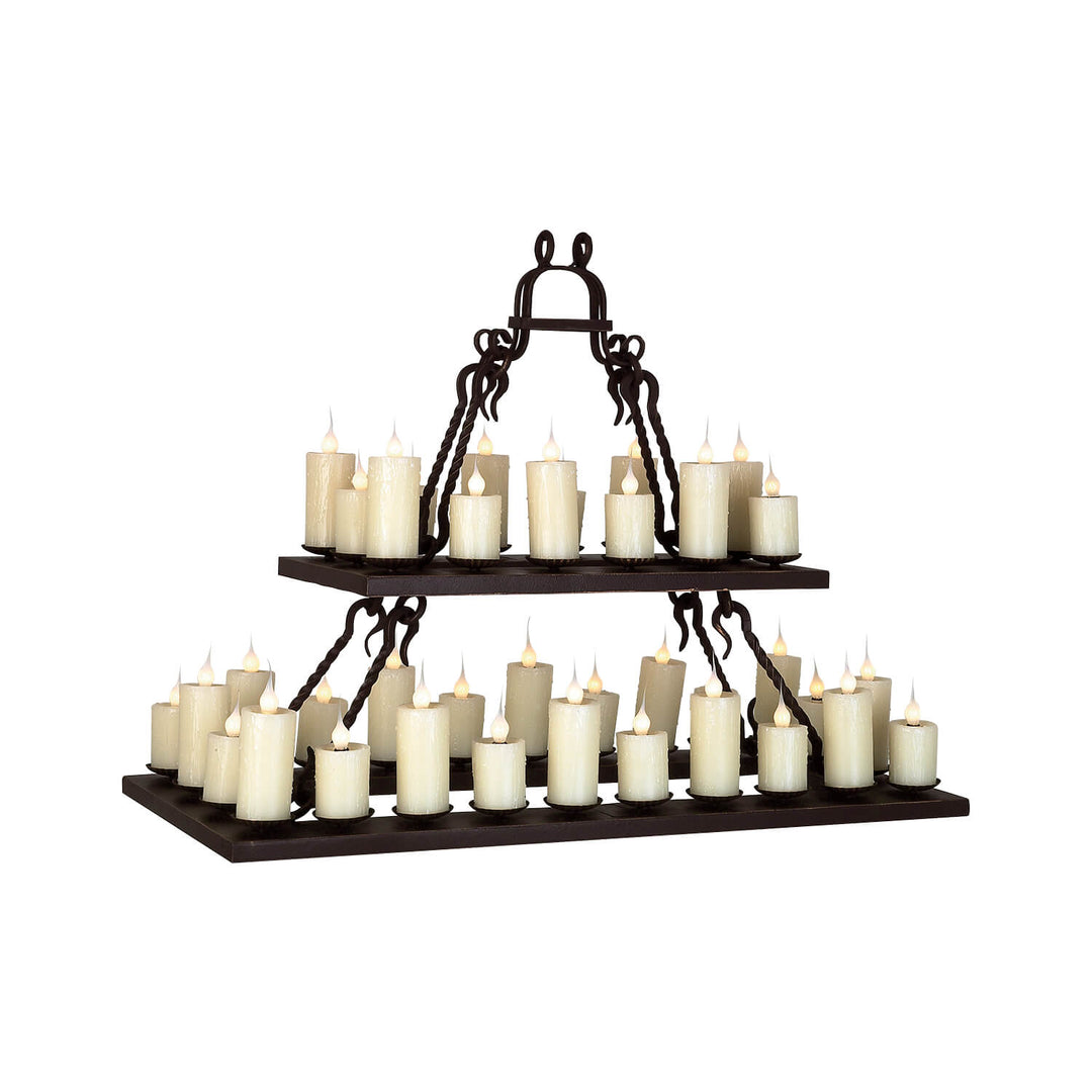 2 Tier Rectangular Ladco Wrought Iron Chandelier - 38 Lights