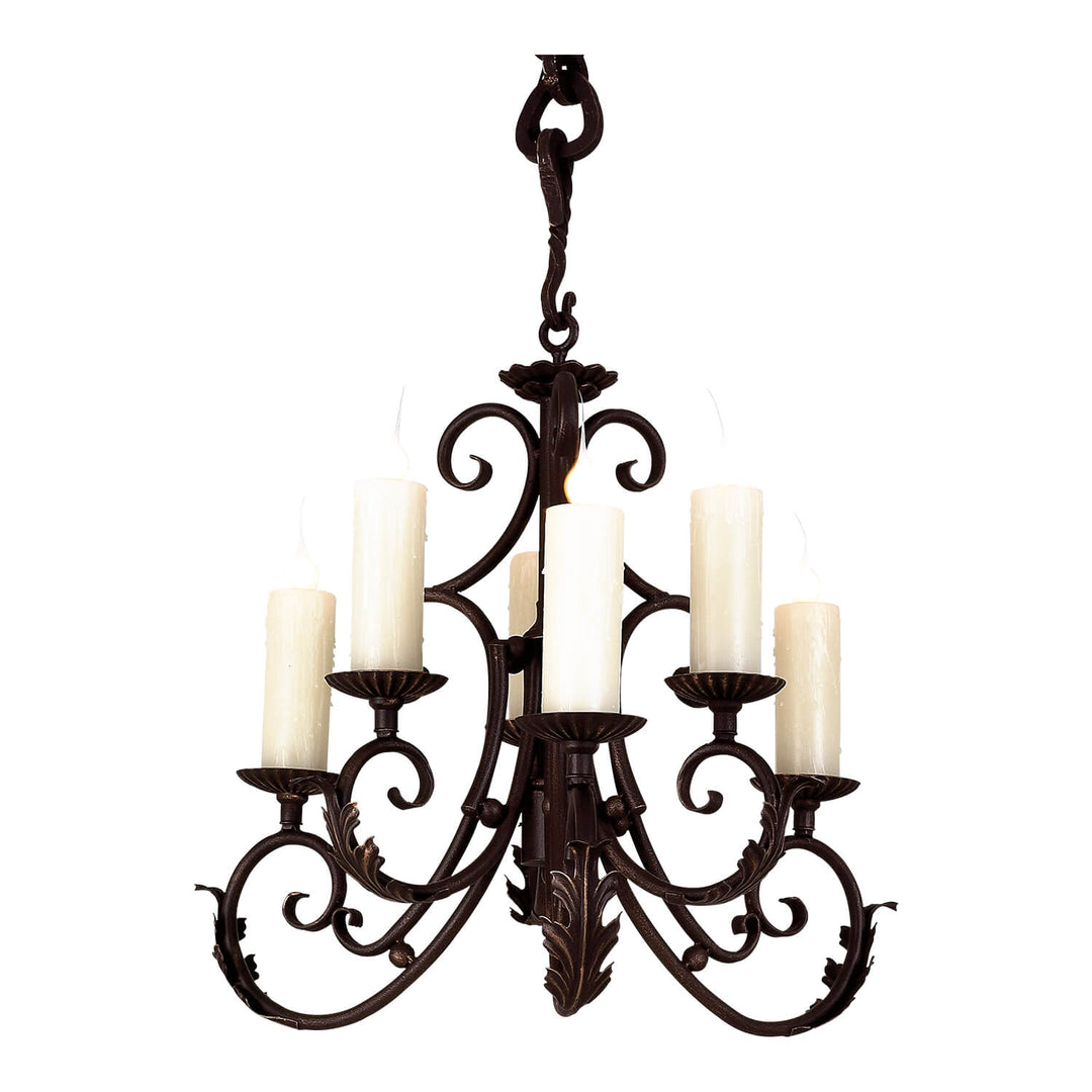 6 Light Pearl - Wrought Iron Chandelier