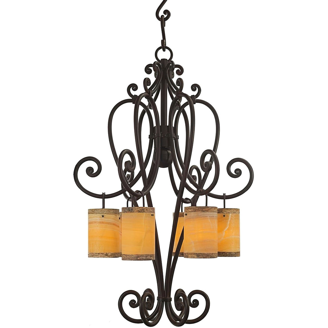 Campana Wrought Iron Alabaster Chandelier - 6 Lights