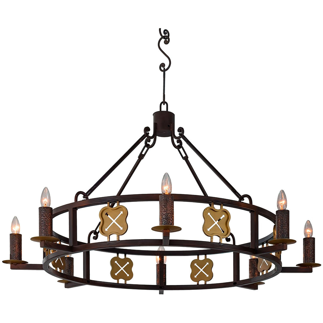 Golden Crest Wrought Iron Artisan Chandelier