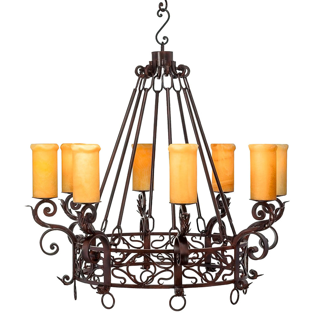 Hearst 8 Light Forged Iron Alabaster Chandelier