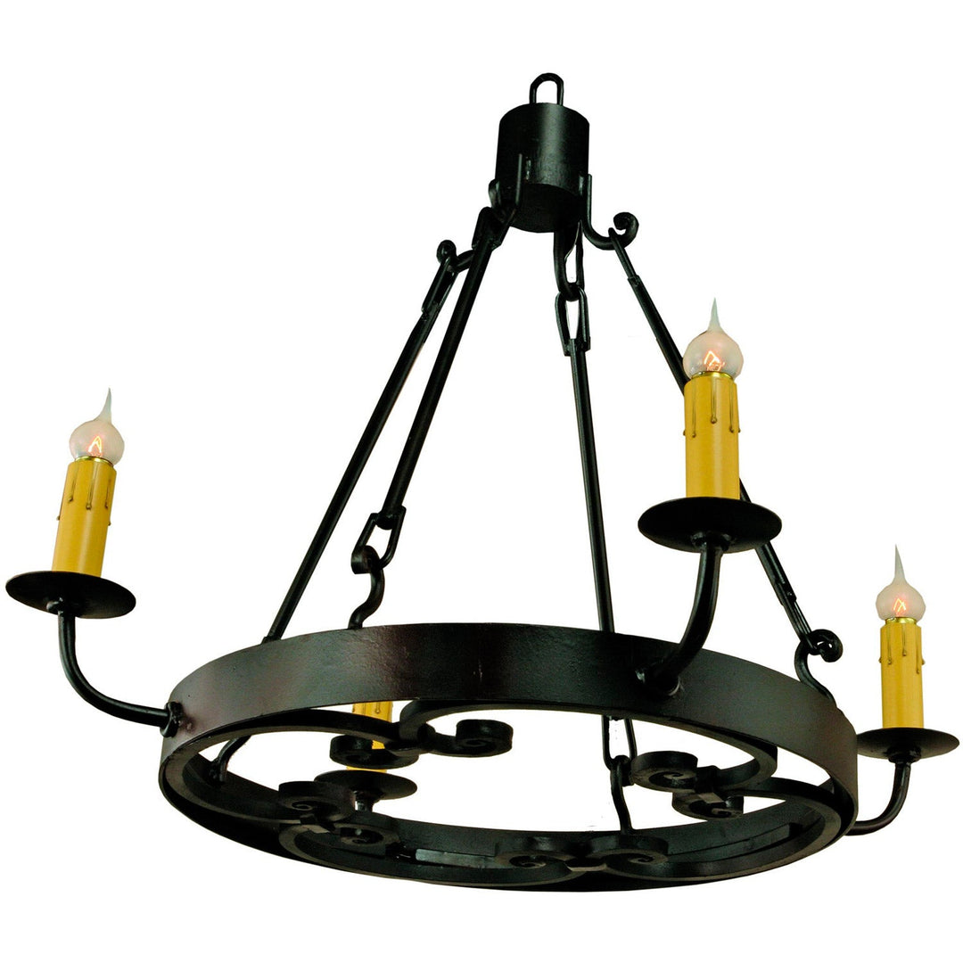Medallion Wrought Iron Designer Chandelier - 4 Lights
