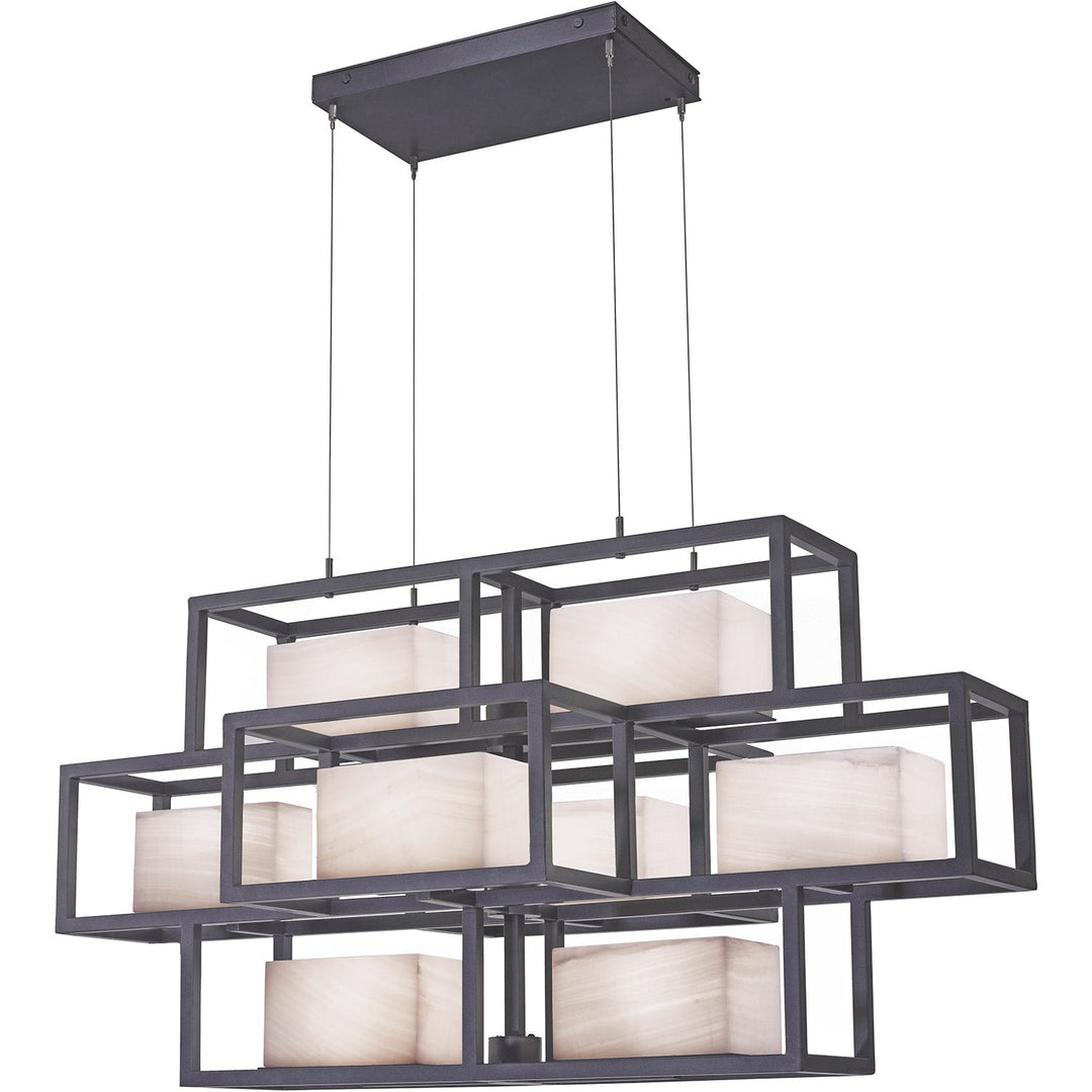 Moderna Horizontal Wrought Iron Alabaster Chandelier