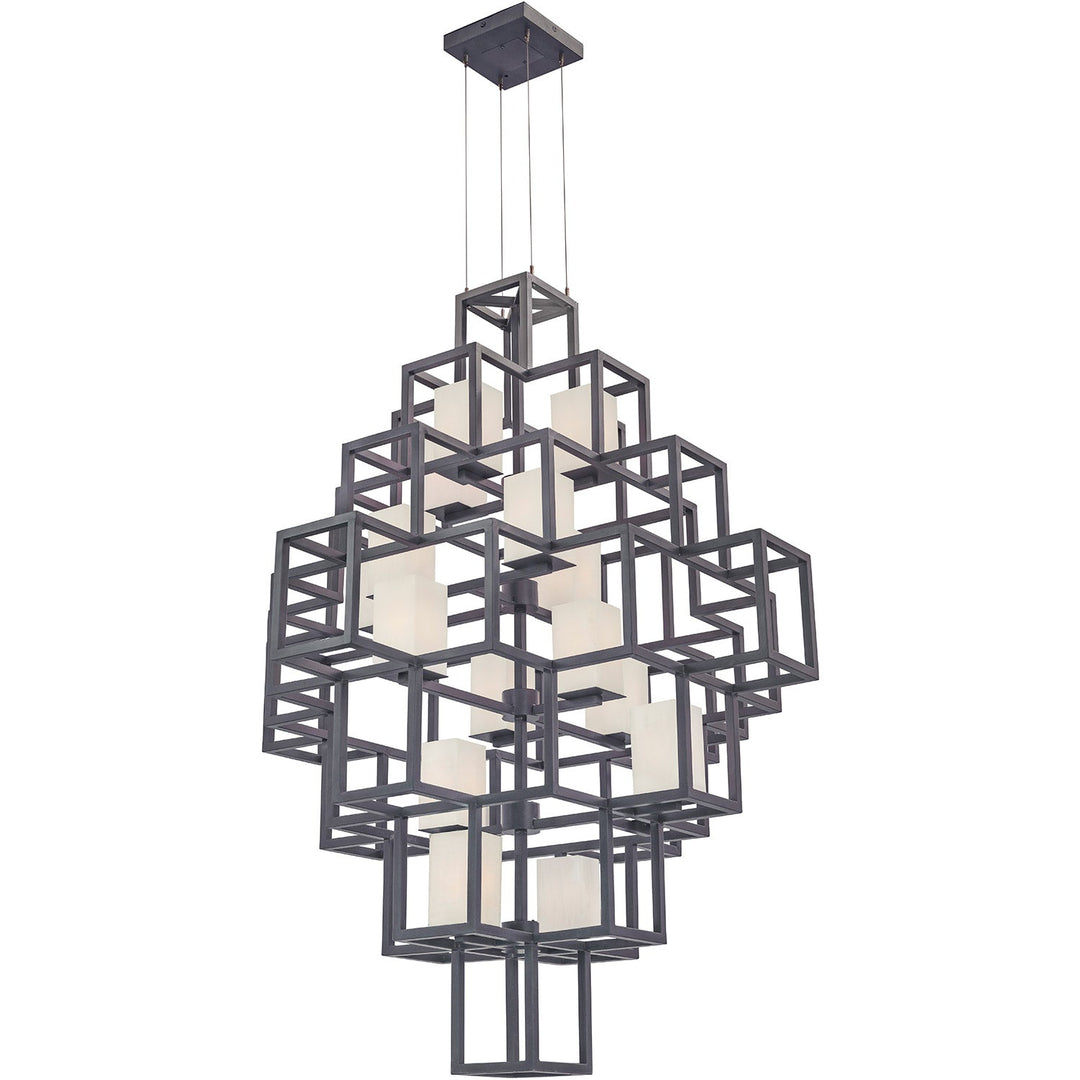 Moderna Vertical Wrought Iron Alabaster Chandelier (Large)