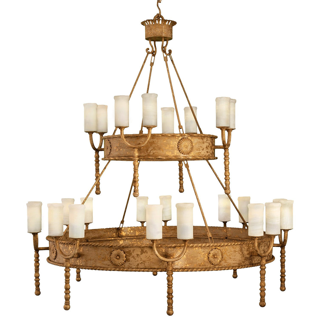 Montecito 2 Tier Artisan Iron Chandelier - Gold Leaf Finish