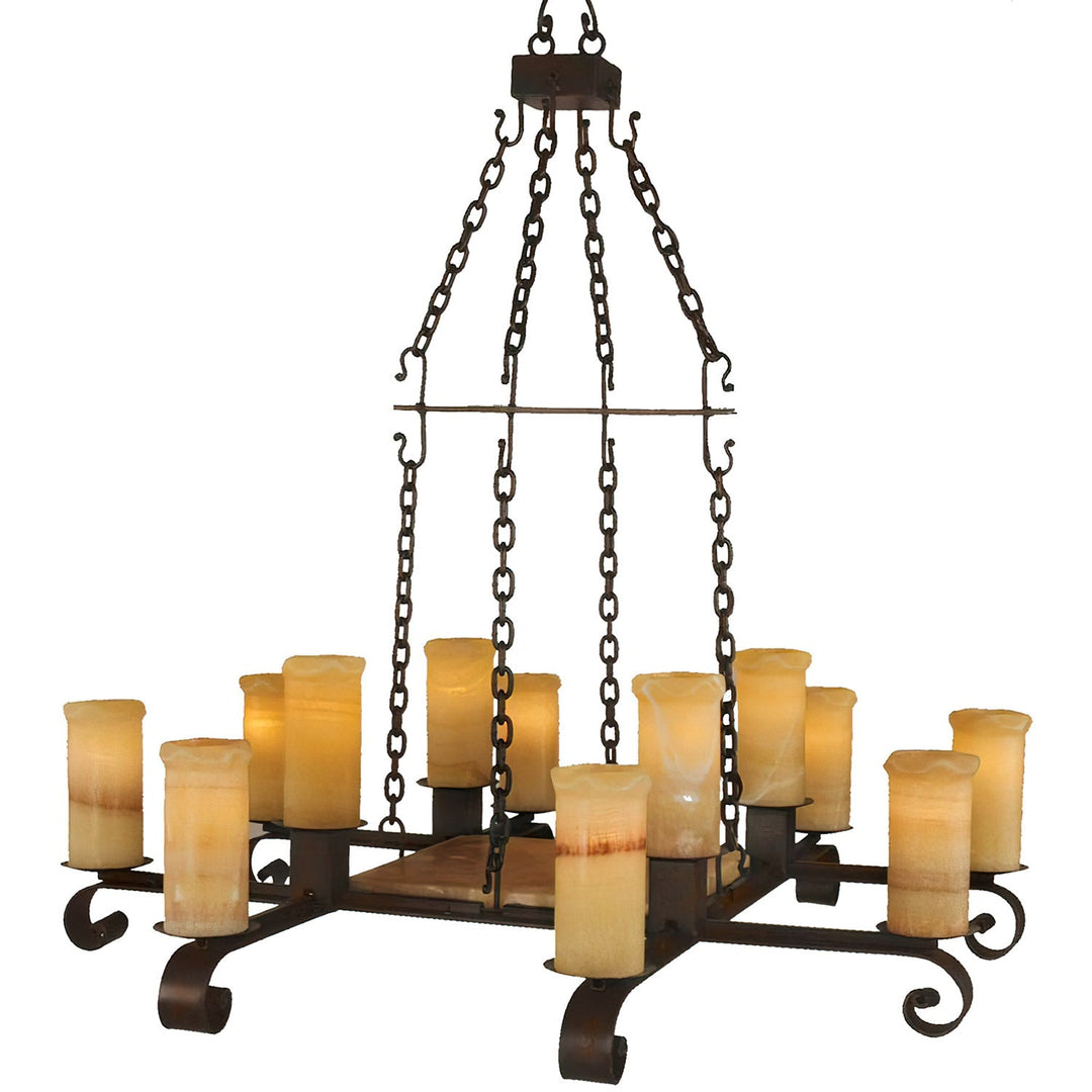 Salamanca Wrought Iron Alabaster Chandelier - 12 Lights