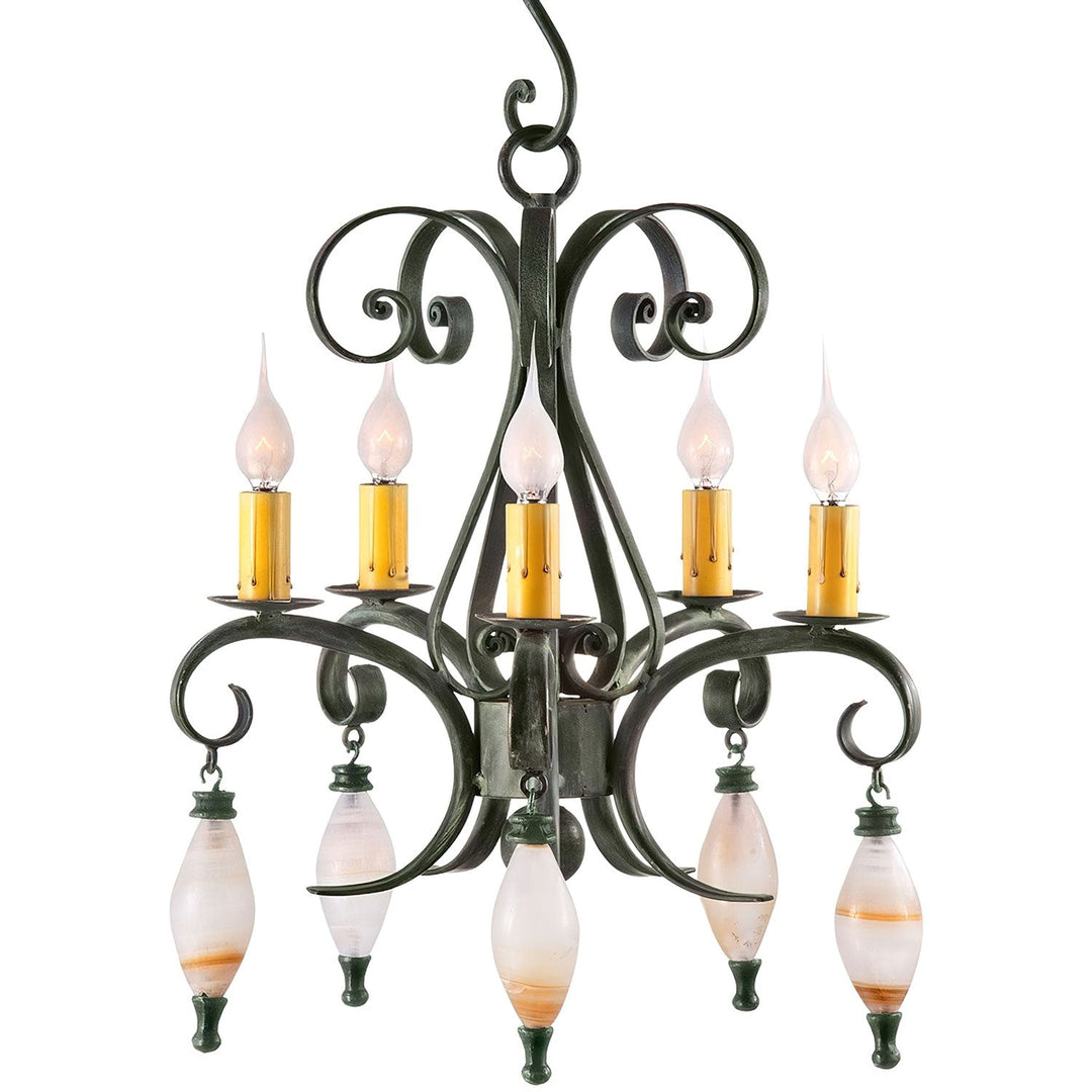 Ave Maria Mini Forged Iron Designer Chandelier - 5 Lights