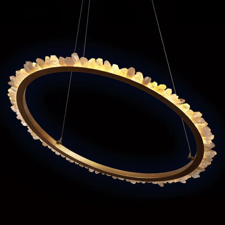 Eclipse Quartz Crystal Oval Ring Chandelier