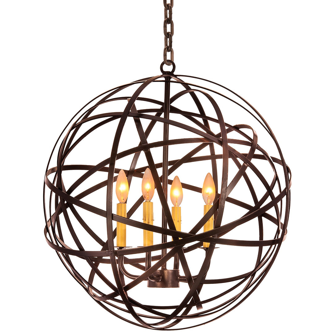 Esfera Wrought Iron Artisan Chandelier - 4 Lights
