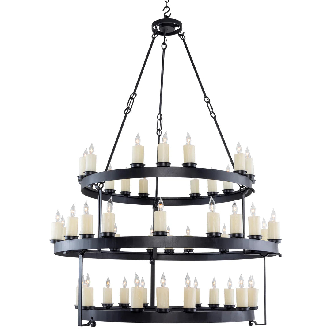 The Valdoro Grand Three-Tier Wrought Iron Chandelier