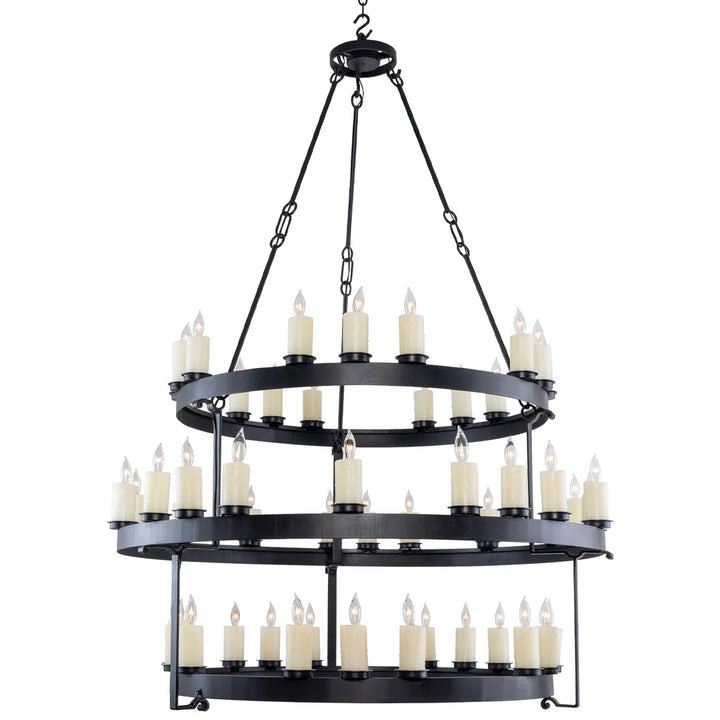 The Valdoro Grand Three-Tier Wrought Iron Chandelier