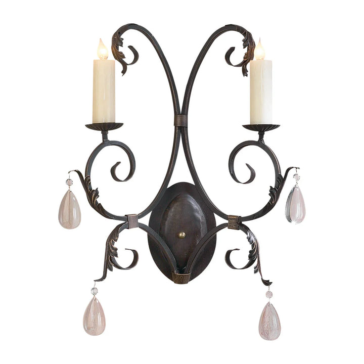 Sierra Iron Ornate Double Candle Accent Wall Sconce