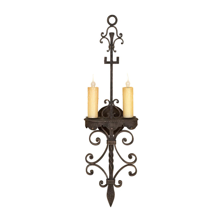 Sierra Iron Ornate Double Candle Shelf Wall Sconce