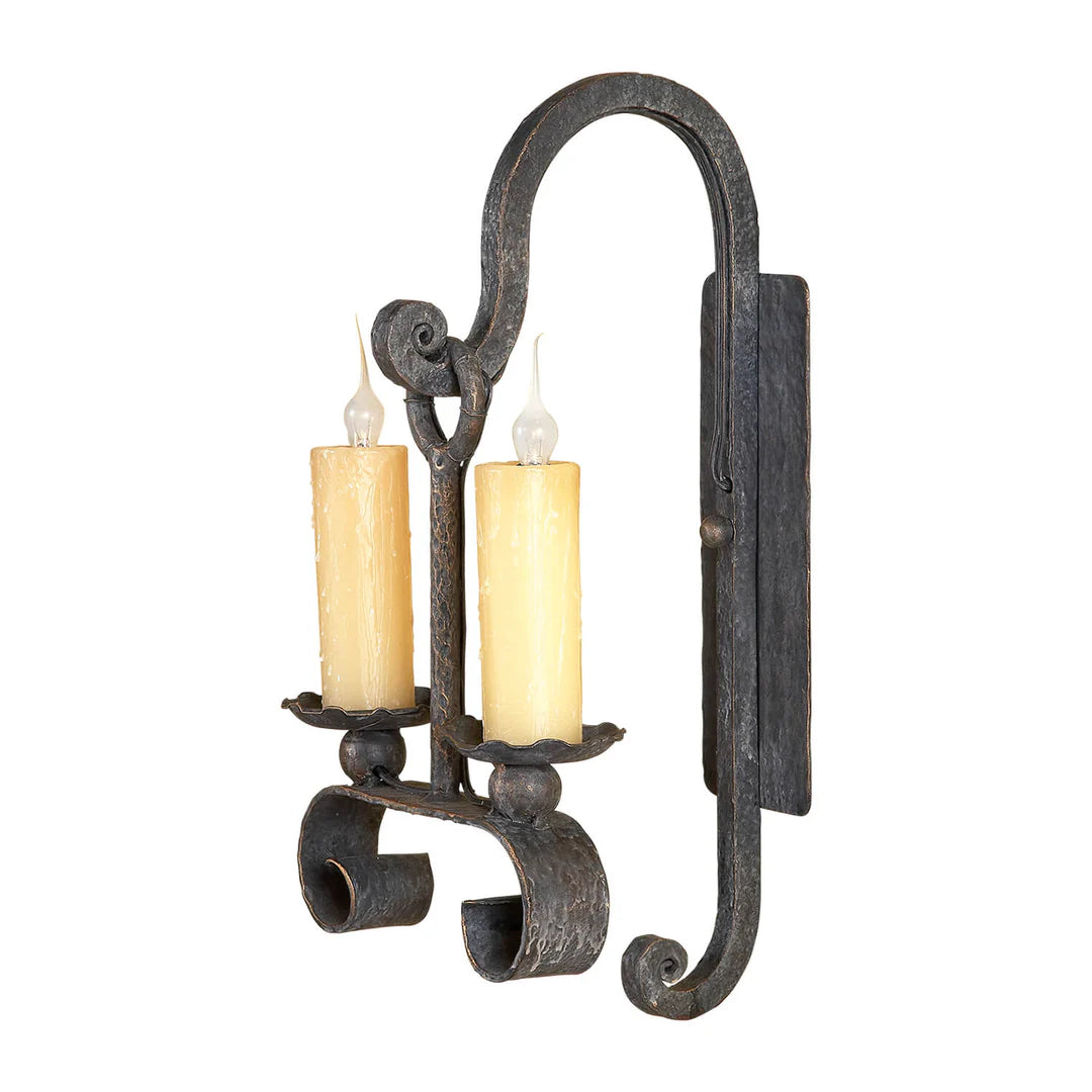 The Ironcrest Double Candle Scroll Wall Sconce