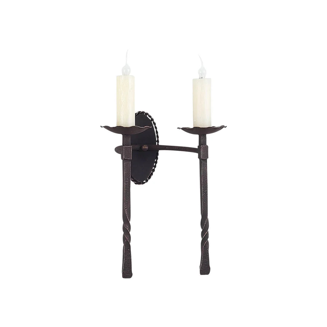 The Redstone Double Candle Iron Wall Sconce