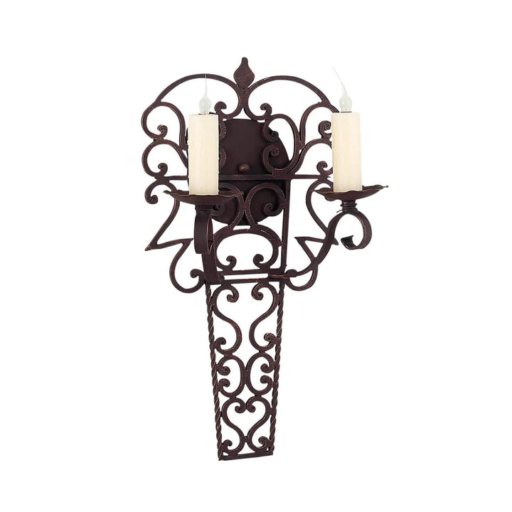 Sierra Iron Ornate Double Candle Scroll Wall Sconce