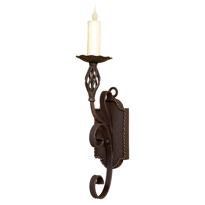 Sierra Iron Twisted Stem Scroll Candle Wall Sconce
