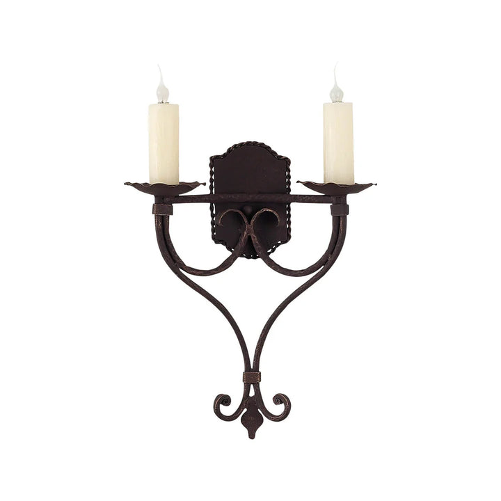 Sierra Iron Heart Scroll Double Candle Wall Sconce