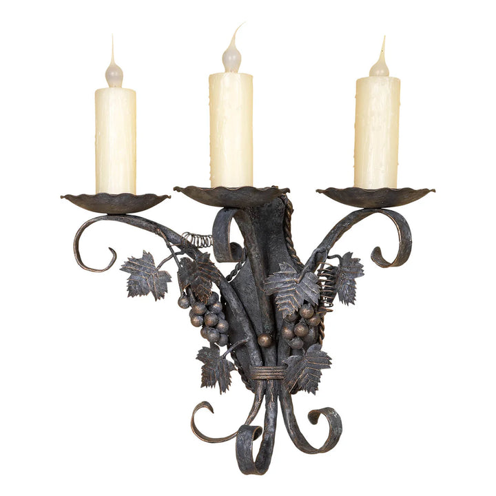 Sierra Iron Vineyard Three Light Candle Wall Sconce