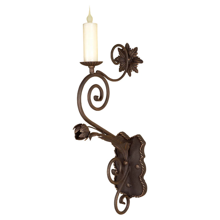 Sierra Iron Floral Scroll Candle Wall Sconce