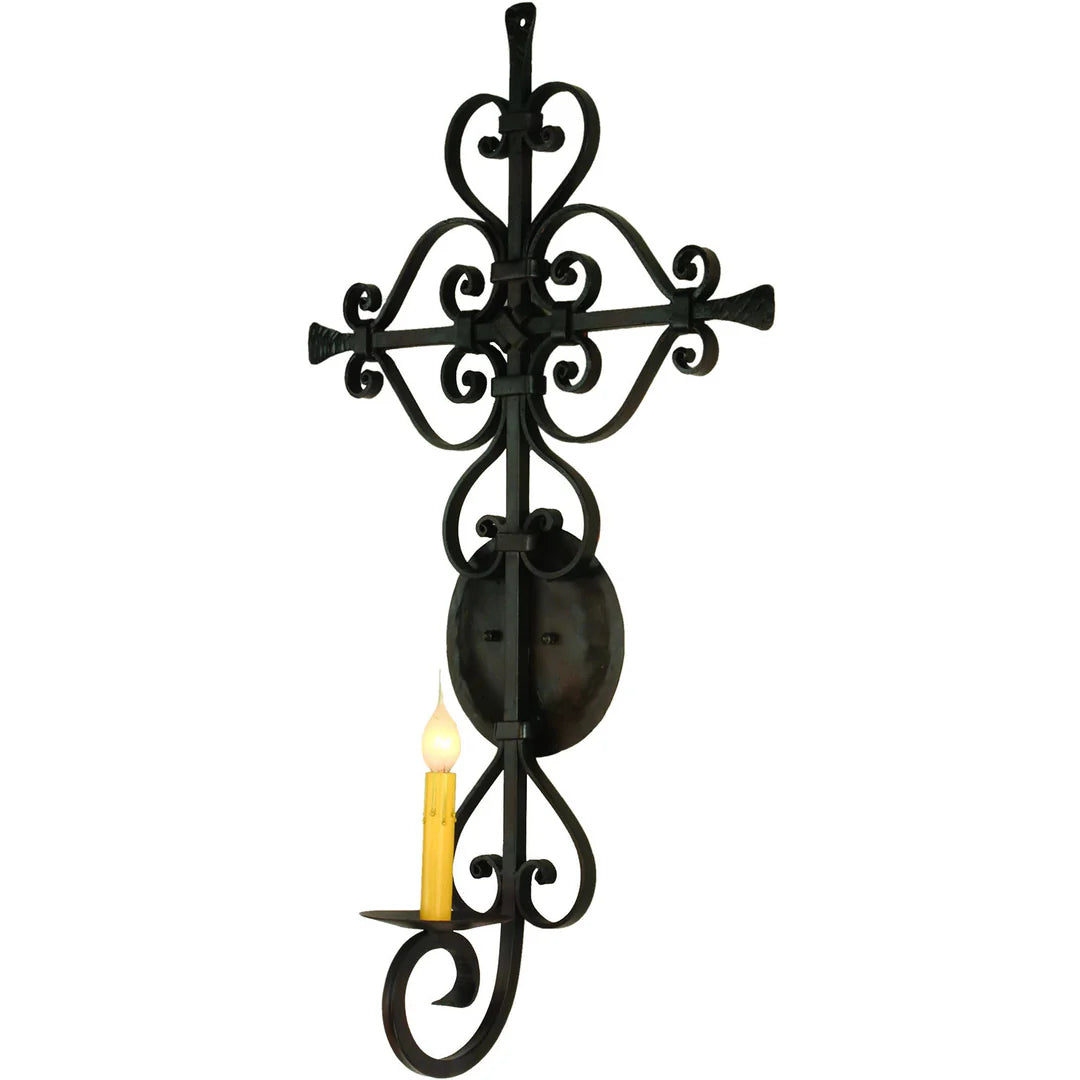The Sierra Cross Scroll Iron Wall Sconce