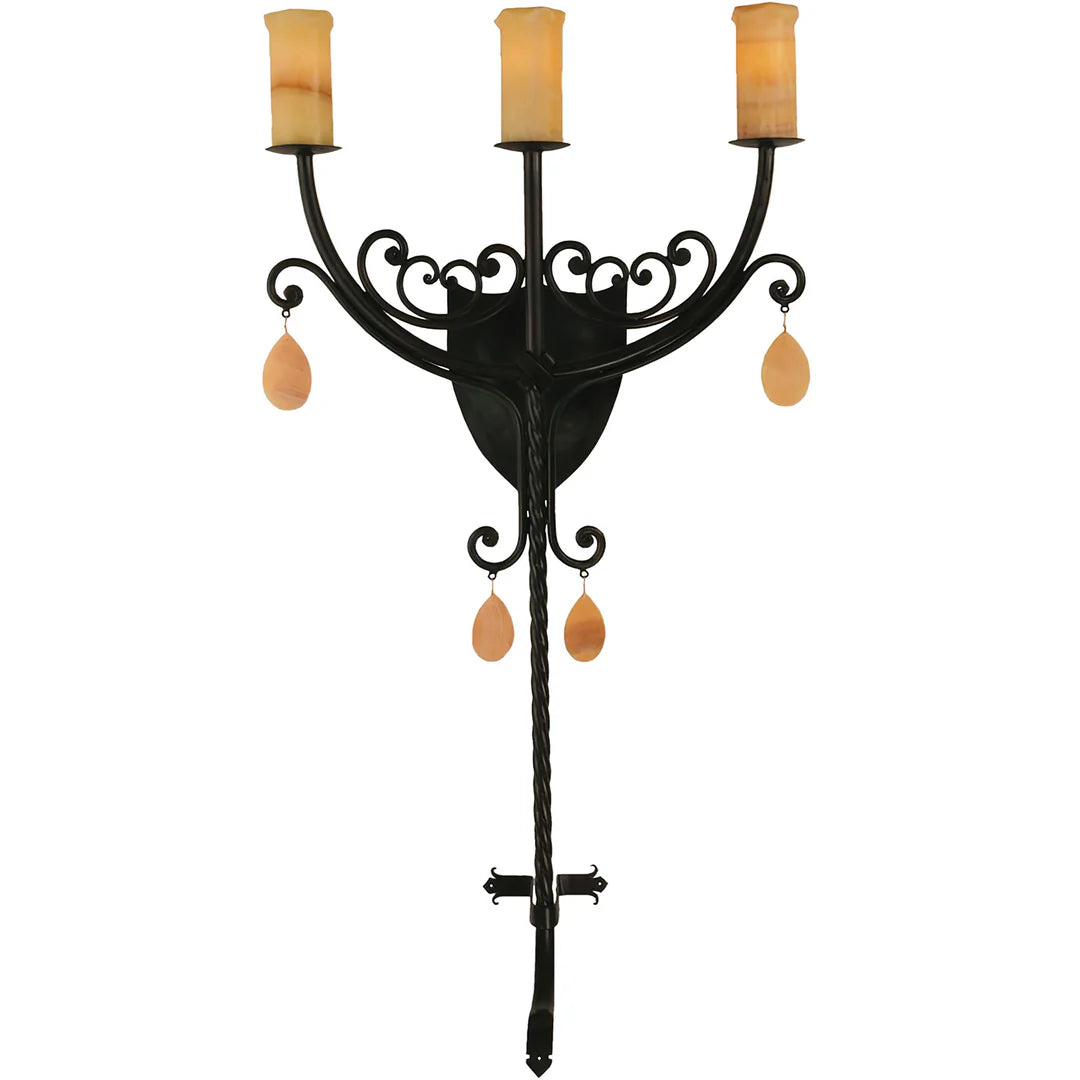 Sierra Iron Three Light Ornate Scroll Wall Sconce