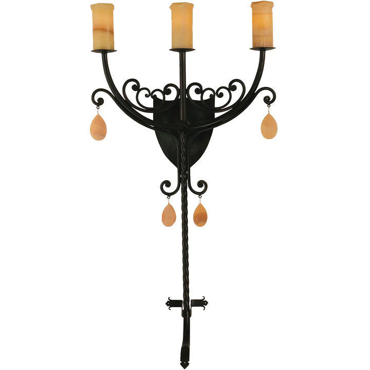 Sierra Iron Three Light Ornate Scroll Wall Sconce