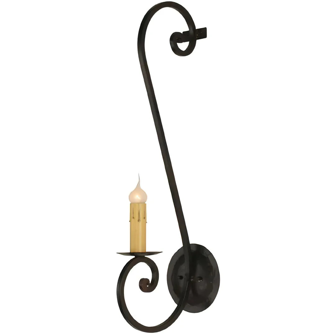 Sierra Iron Large Curved Scroll Candle Wall Sconce