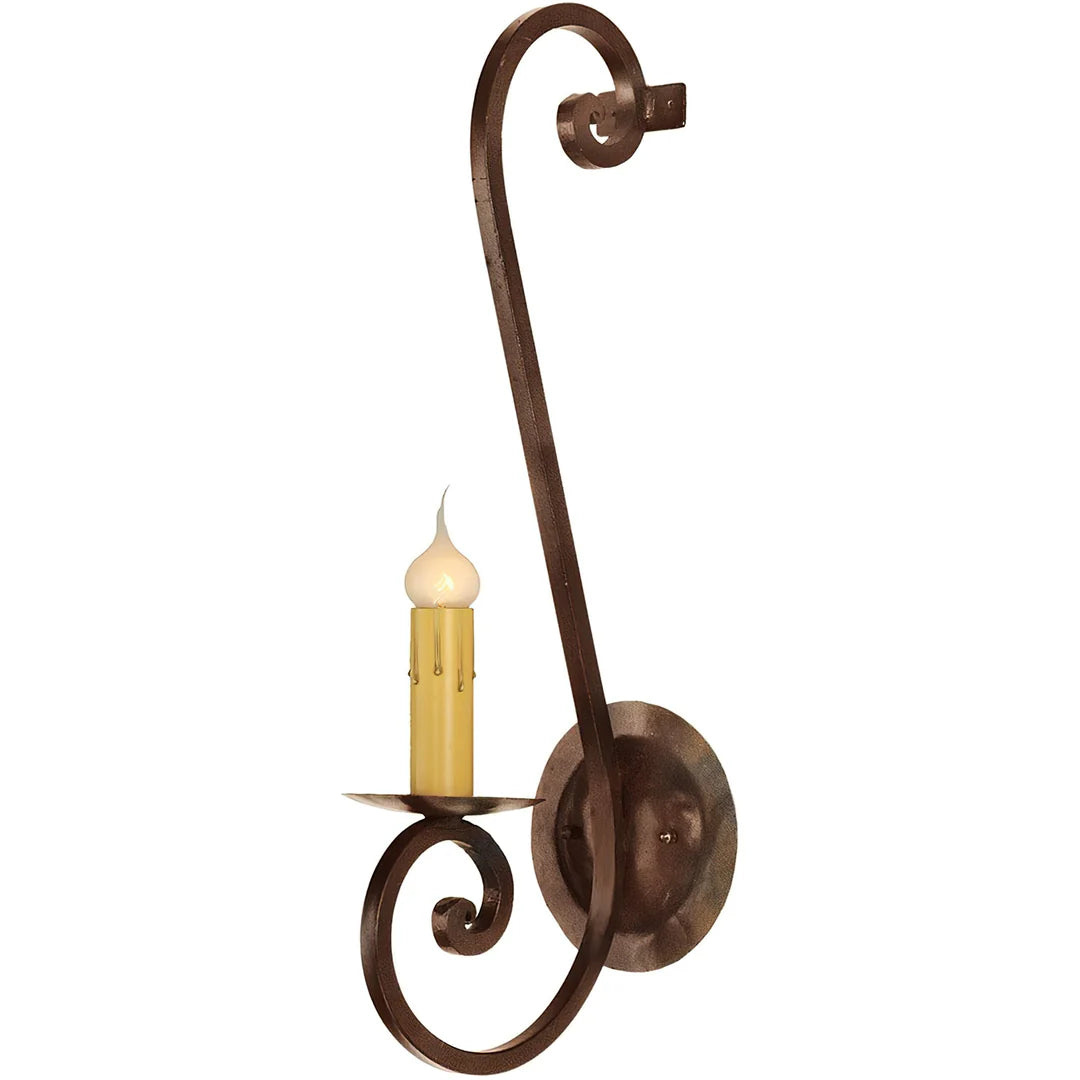 Sierra Iron Medium Curved Scroll Candle Wall Sconce