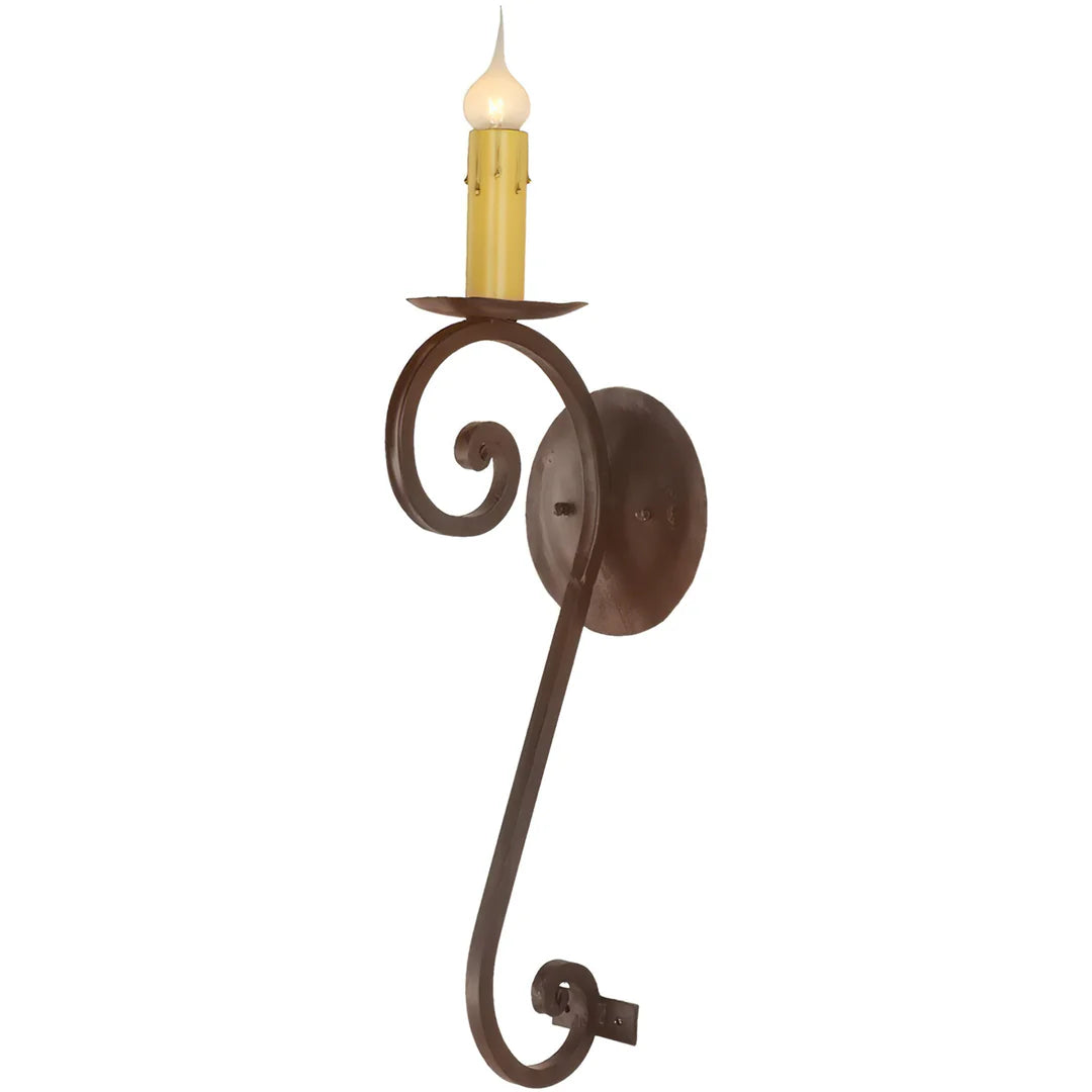 Sierra Iron Small Curved Scroll Candle Wall Sconce