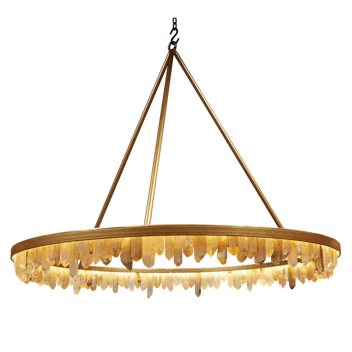 The Verra Quartz Crystal Brass Ring Chandelier