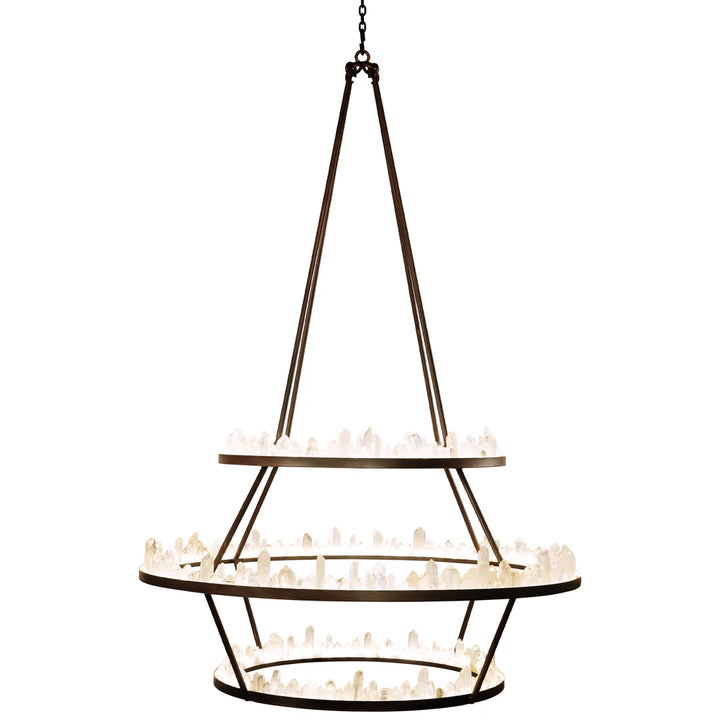 The Caldera Three Tier Quartz Crystal Ring Chandelier