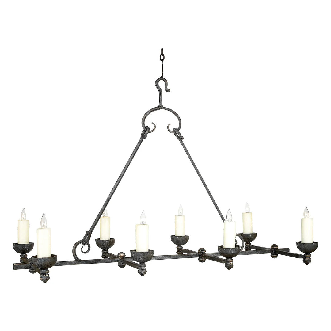 The Vintaro Wrought Iron Linear Candle Chandelier