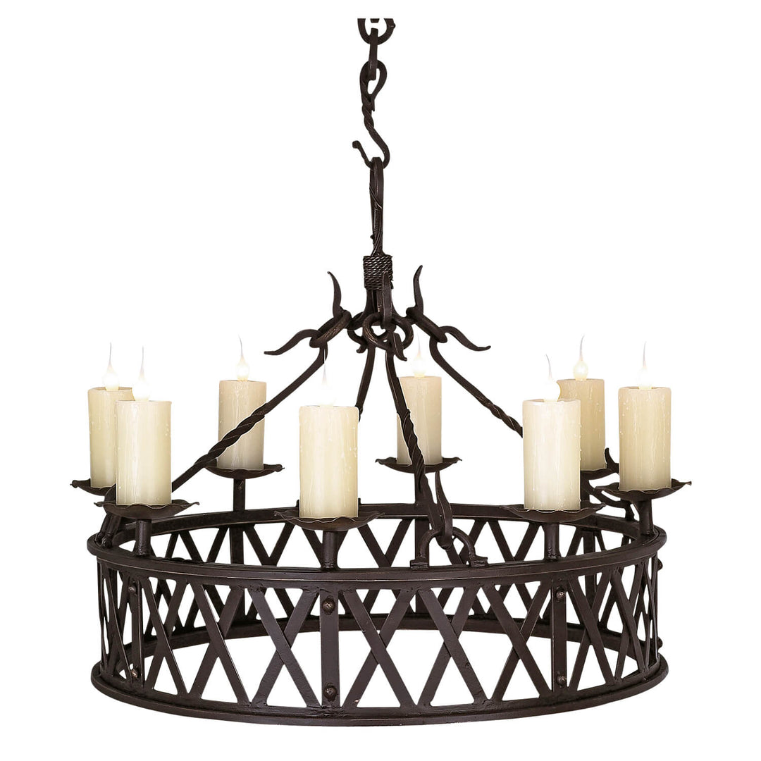 Allan Estate Lattice Wrought Iron Chandelier